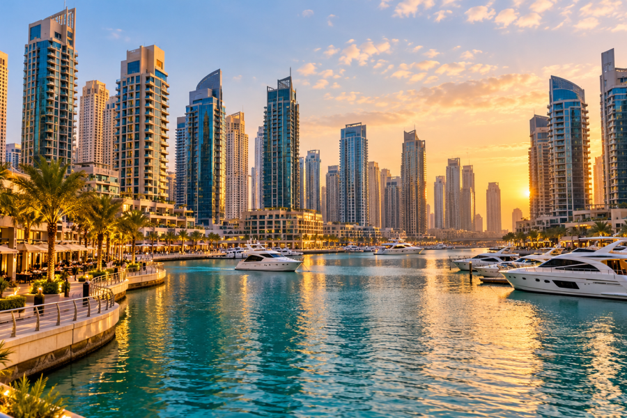 Dubai Marina kıyısı ve modern gökdelenler - temsili görsel
