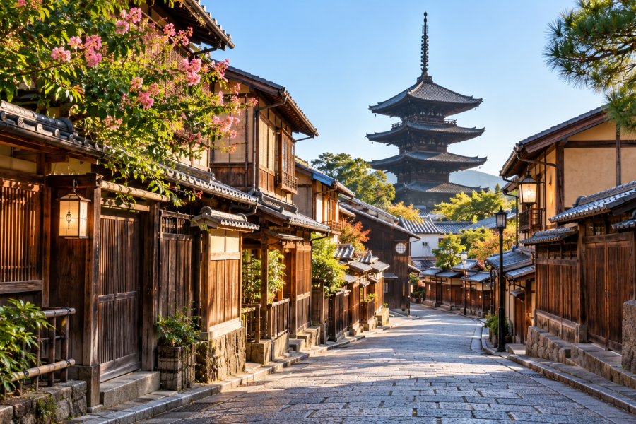 Kyoto Higashiyama sokağı ve Yasaka Pagodası - temsili görsel